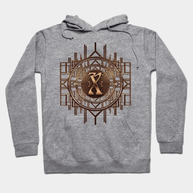 x letter in golden vintage jugendstil style for elegant personal monogram gifts Hoodie by designsbyxarah